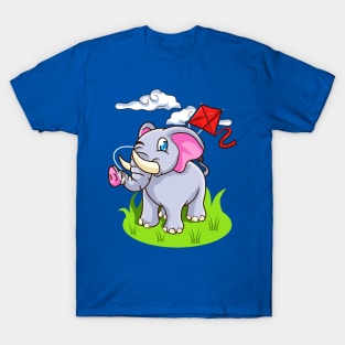 Cute Elephant Flying Kite T-Shirt